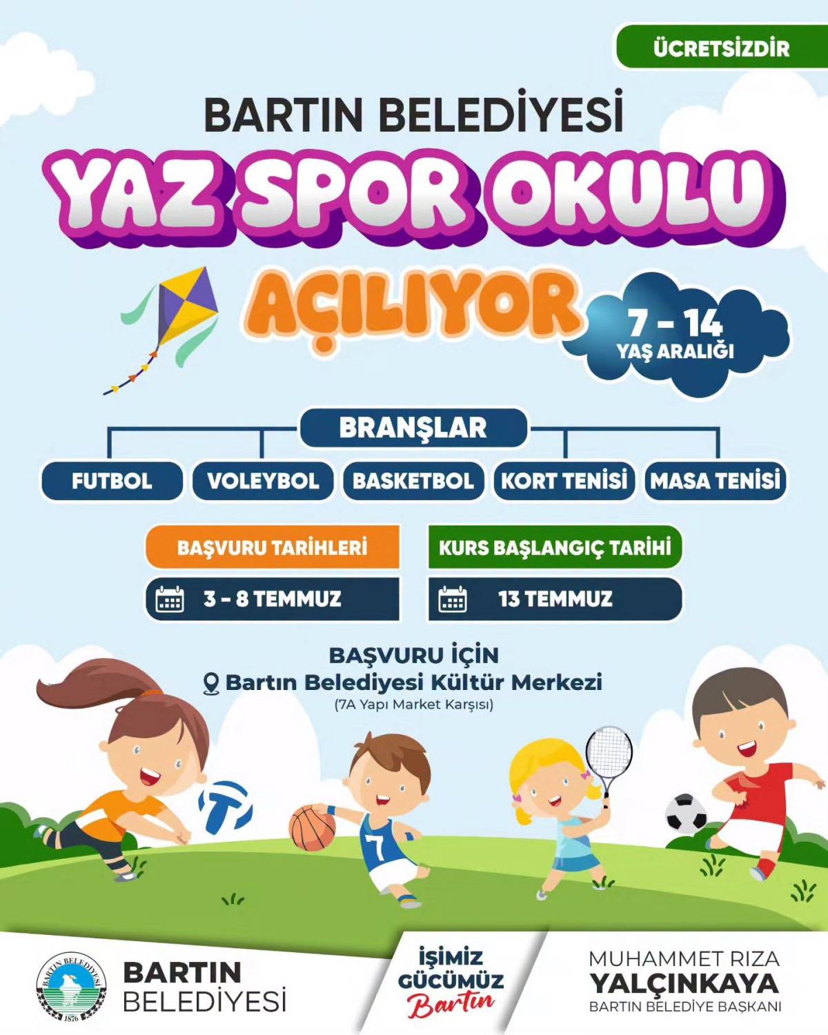Bartın Belediyesi Yaz Spor Okulu Başlıyor